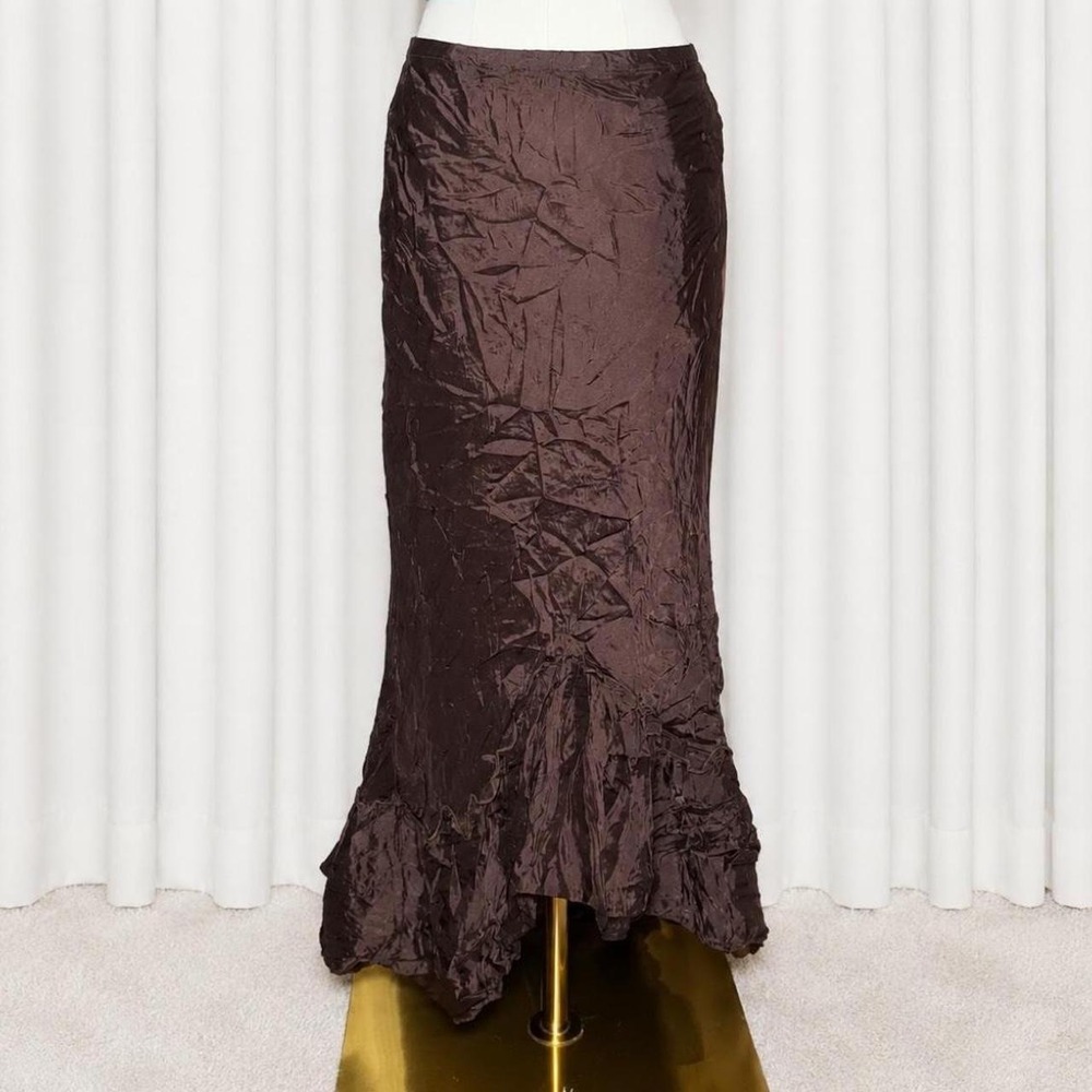 Vintage Y2K Monsoon chocolate brown mermaid maxi skirt